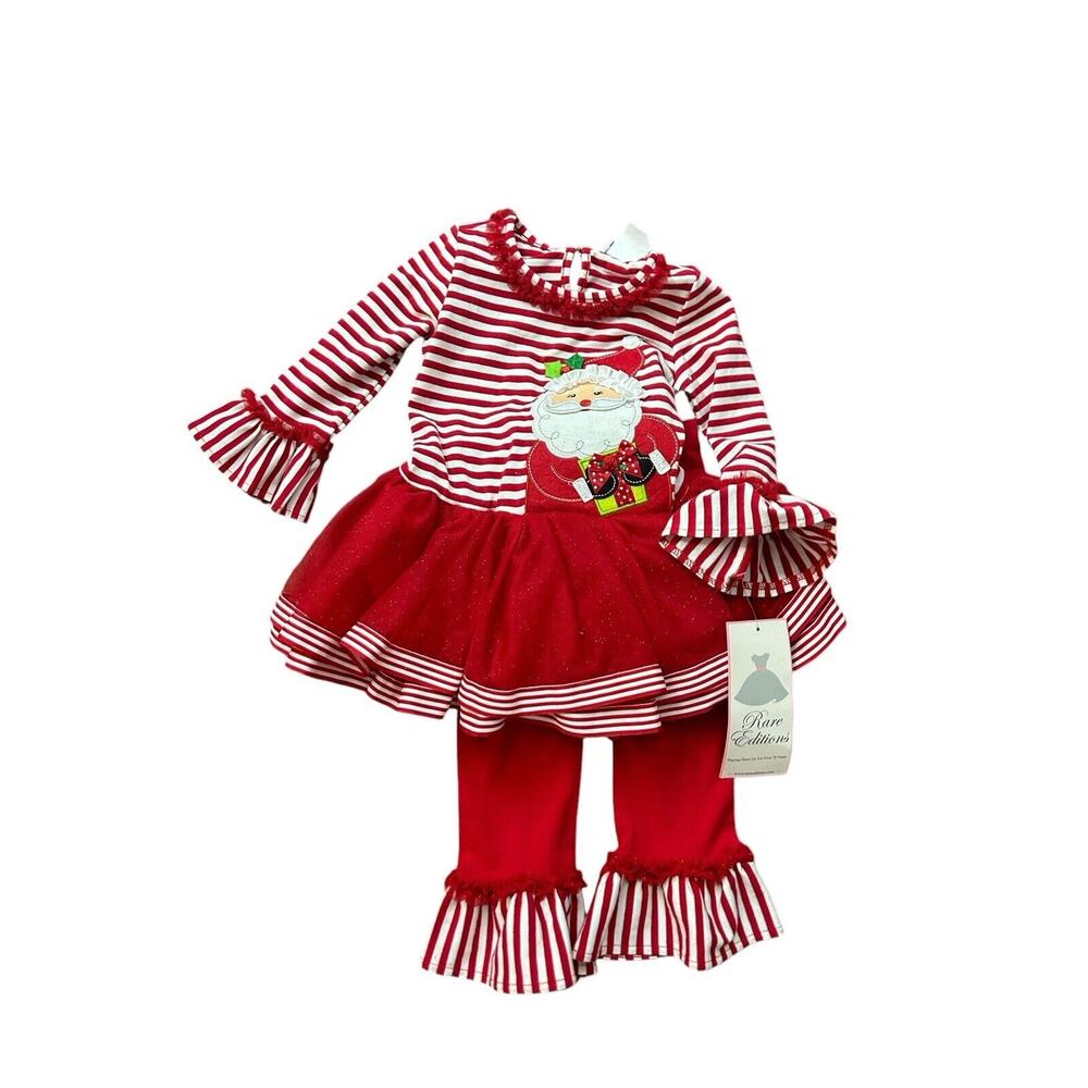 Rare Editions Red and White Striped Santa Tutu Set